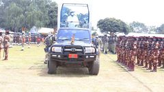 President Museveni touring the muilitary parade