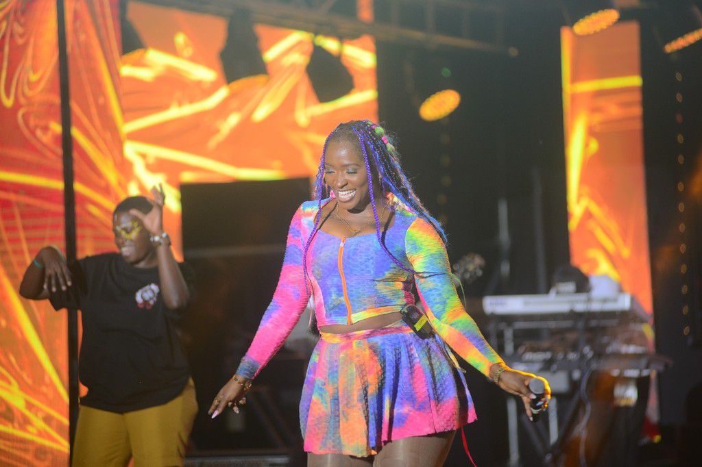 Swangz Avenue's Winnie Nwagi on stage