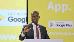 Minister Martin Mugarra speaking at the Explore Uganda app launch