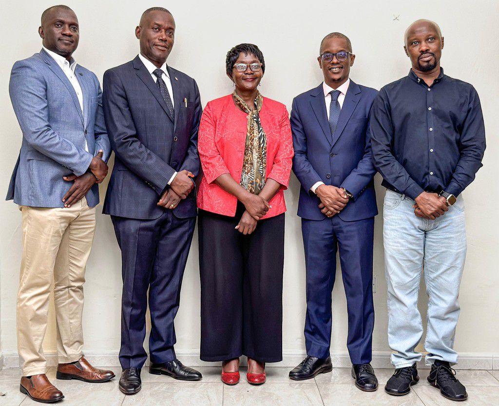 The new board (L-R) Adris Kamuli, Joseph Lubaale, Annette Sebba, Marx Rukundo and Michael Kafeero