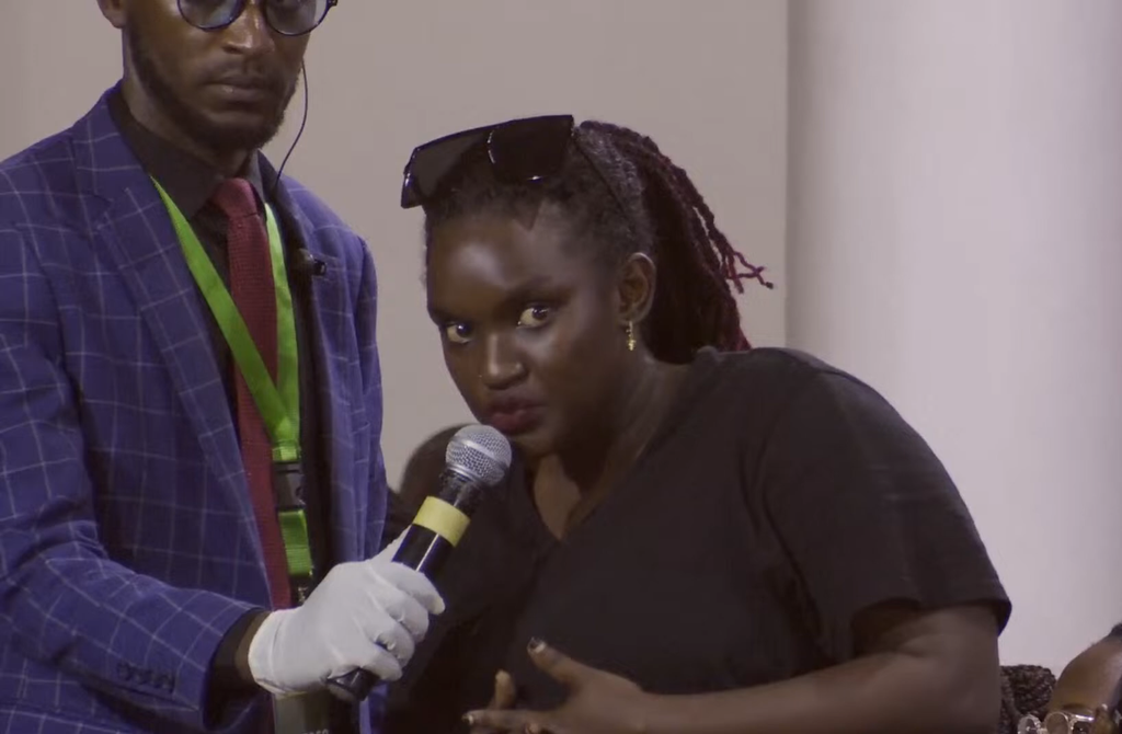 Fille Mutoni speaking at Grace Room Church in Kigali