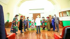 Museveni tours the refurbished Makerere Main Hall