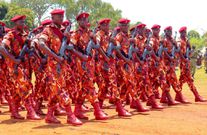 Uganda Prisons officers on parade in their new uniform