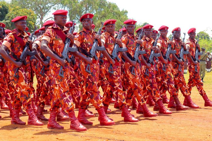 Uganda Prisons officers on parade in their new uniform
