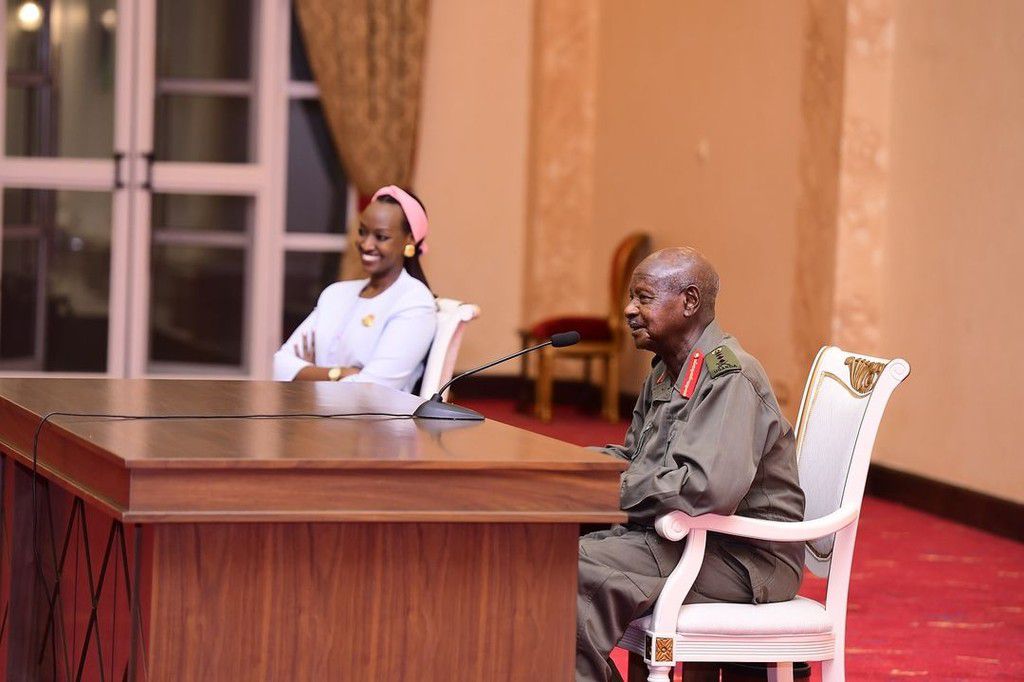 President Museveni and First Daughter Diana addressing the team