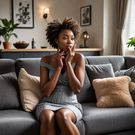 An mage of a lady biting her nails (Source - Hotpot.ai)