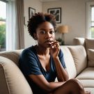 An mage of a lady biting her nails (Source - Hotpot.ai)