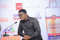 Hillary Baguma- Brand Manager Mainstream Spirits Uganda Breweries addresses the media
