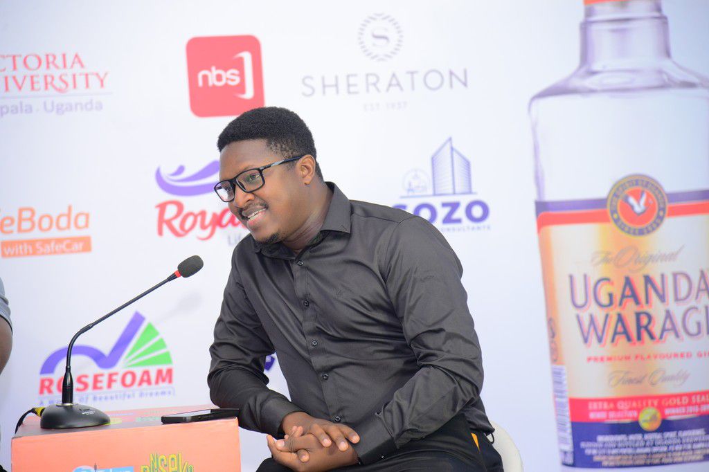 Hillary Baguma- Brand Manager Mainstream Spirits Uganda Breweries addresses the media