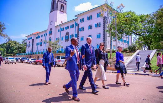 US Ambassador Popp arriving at Makerere for the Senteza Kajubi Lecture at Makerere University