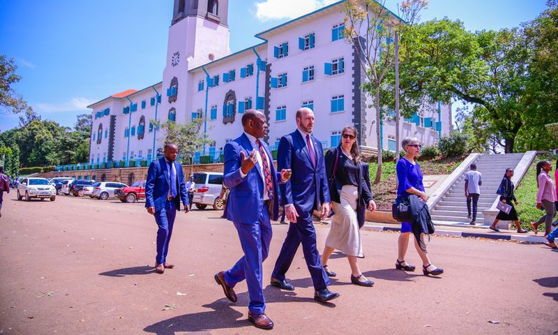US Ambassador Popp arriving at Makerere for the Senteza Kajubi Lecture at Makerere University
