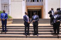 Prime Minister Mayiga and Frank Gashumba at Bulange