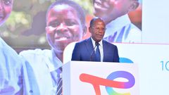 Minister John Chrysostom Muyingo speaking at the TEPU event on Thursday