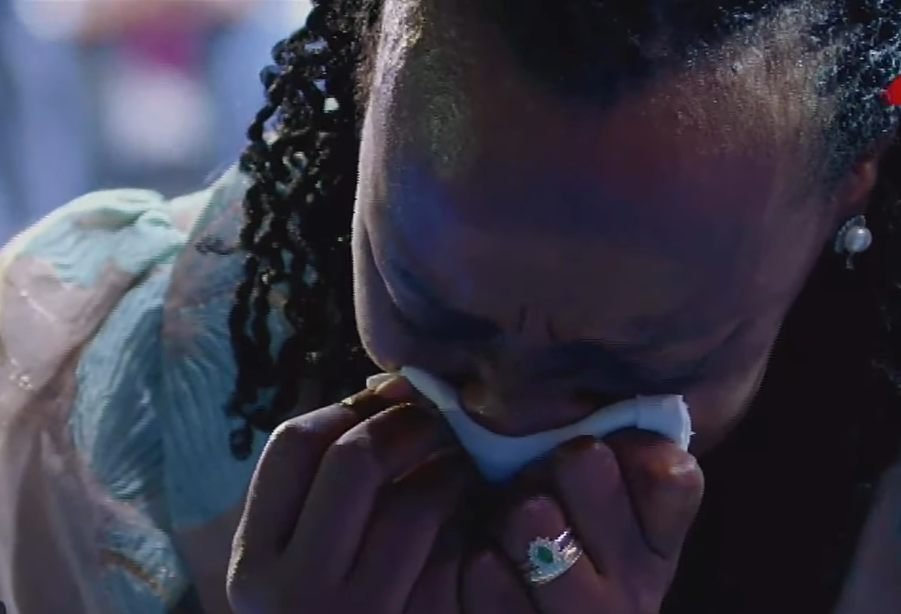 Pastor Patience Rwabwogo in tears