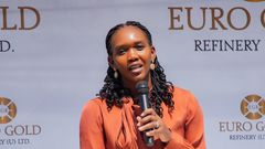 Minister Phiona Nyamutoro speaking at the launch of Euro Gold Refinery (U) SMC Ltd,