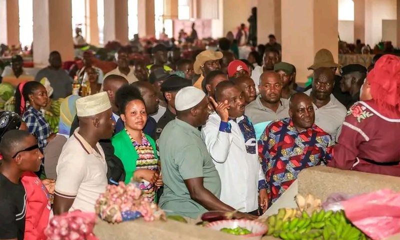 Kampala Lord Mayor Erias Lukwago touring the new Busega market