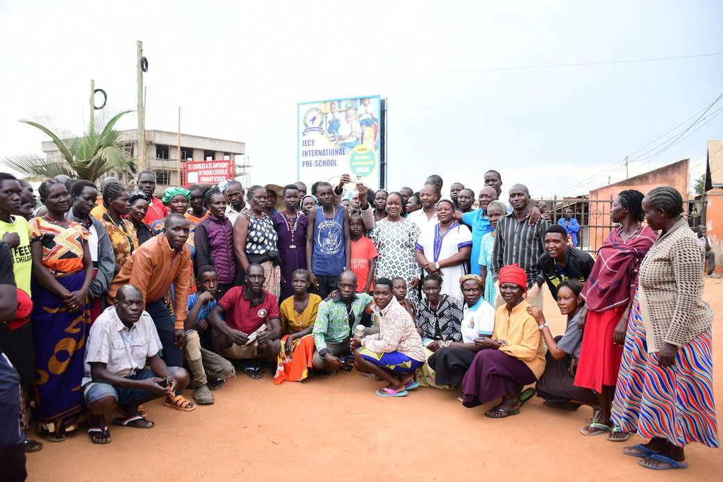Jane Frances Acilo with pilgrims from Oyam
