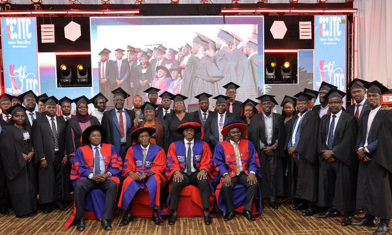PSST Ramadhan Ggoobi and the leadership of the ITC (seated) pose with some of the graduates