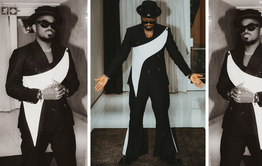 Ykee Benda springs like black panther in a stylish casual loose suit/Instagram