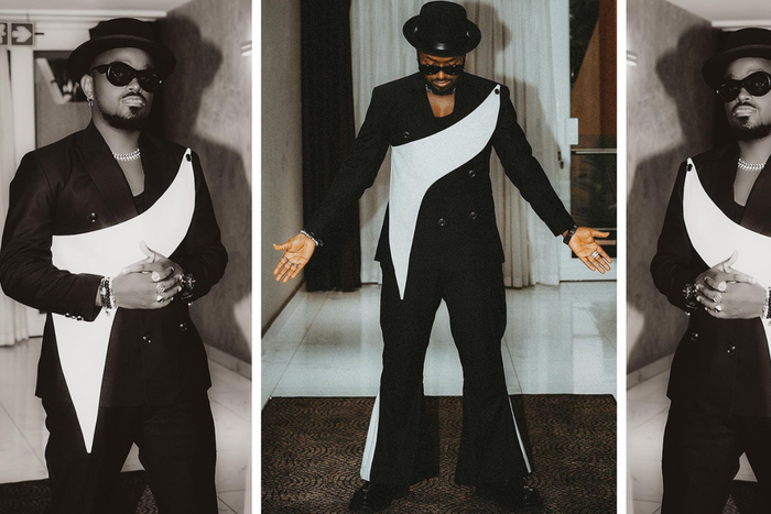 Ykee Benda springs like black panther in a stylish casual loose suit/Instagram