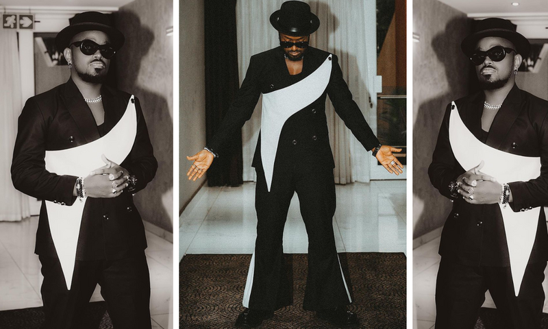 Ykee Benda springs like black panther in a stylish casual loose suit/Instagram