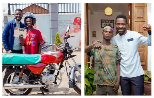 Bobi Wine gifted a new bike to Rozio from Isingiro
