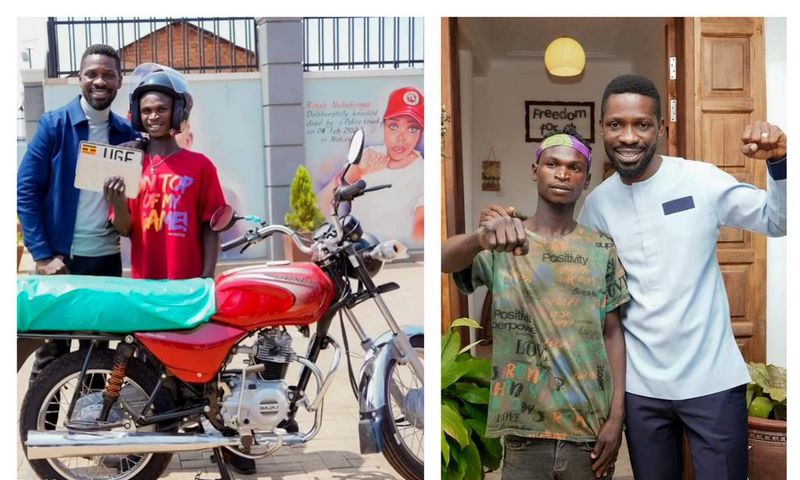Bobi Wine gifted a new bike to Rozio from Isingiro
