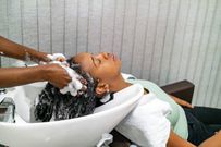 Lady washing her hair