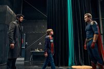 Karl Urban as Butcher, Cameron Crovetti as Ryan, and Antony Starr as Homelander in the season three finale of "The Boys."Courtesy of Amazon Studios