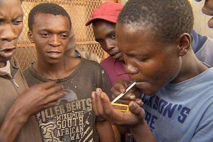 Youths delight themselves in a mind inducing substance