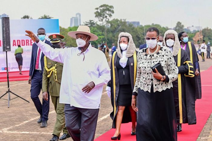 President Yoweri Museveni arrives at Kololo for the State of the Nation Address