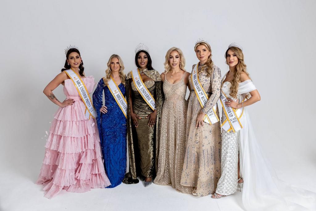 Trisha Nabukenya with the finalists in the Mrs Universe UAE