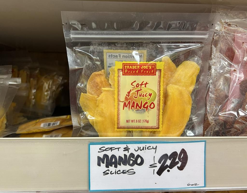 I love a lot of different dried fruits, but Trader Joe's soft and juicy mango is the best I've tried.