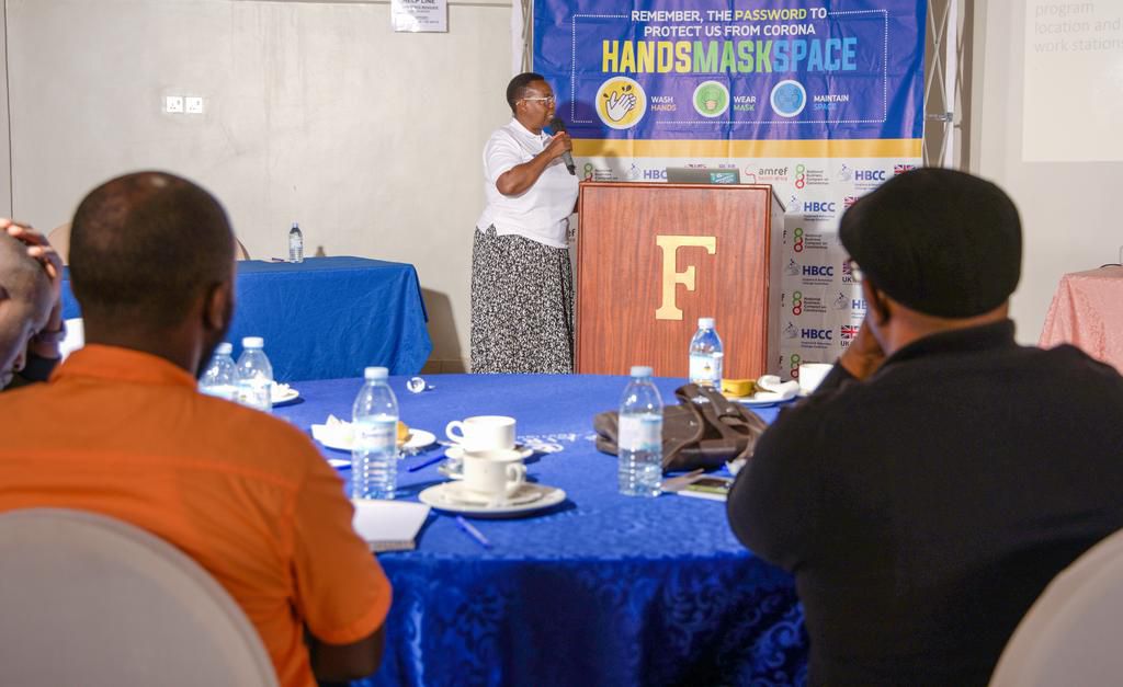 Lilian Kamanzi Mugisha, the communications and fundraising manager at Amref, speaking to partners