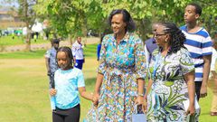 Mrs Patience Rwabwogo arriving for the Light Up Ankole Region for Jesus crusade at Boom Grounds in Mbarara