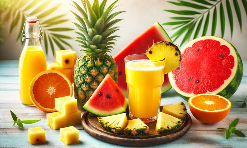 Pineapple, orange and watermelon juice [DALL-E2024]