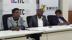 Sylvia Mwebesa Kajubi, the Deputy Principal ITC along with FSME's John Walusimbi and Evelyn Nkalubo, the CEO of SWICO