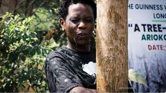 Faith Patricia Ariokot broke the world's tree hugging record