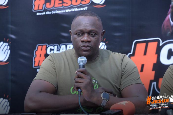 Pastor Ronnie Mutebi addressing press in Kampala about the upcoming Guinness World Record attempt