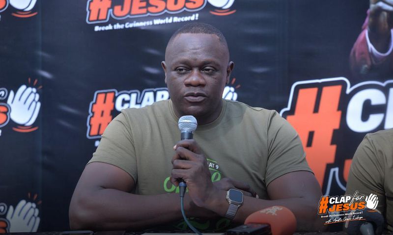 Pastor Ronnie Mutebi addressing press in Kampala about the upcoming Guinness World Record attempt