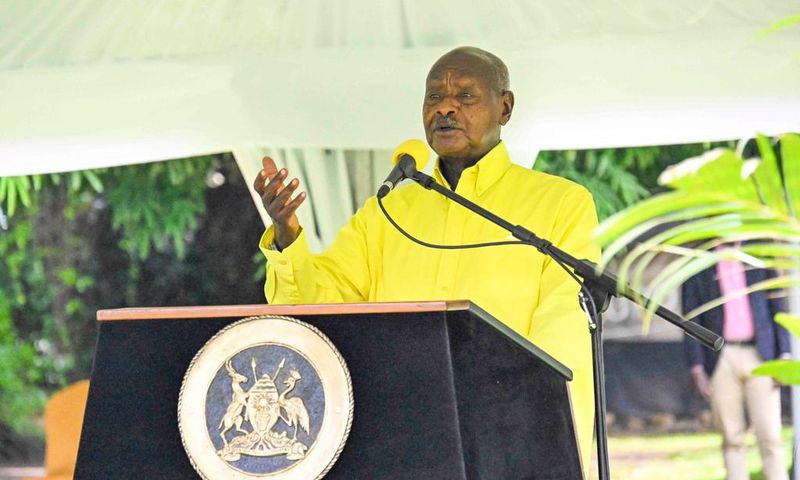 President Museveni addressing the NRM MPs on Thursday