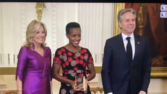 Agather Atuhaire received the award from Anthony Blinken and First Lady Jill Biden