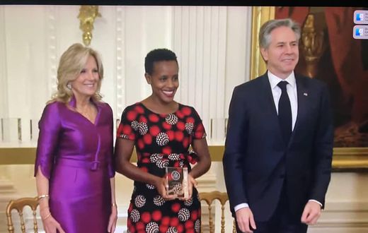 Agather Atuhaire received the award from Anthony Blinken and First Lady Jill Biden