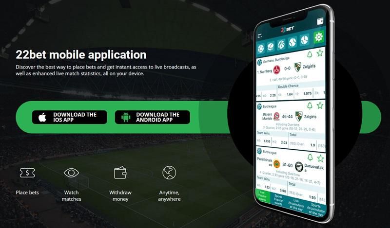 The 22Bet app offers users all the tools necessary for a smooth betting experience.