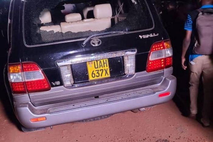 Daniel Bbosa's car was sprayed with bullets