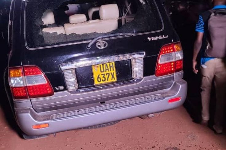 Daniel Bbosa's car was sprayed with bullets