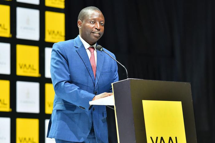 Minister David Bahati speaking at the Vaal launch in Kampala