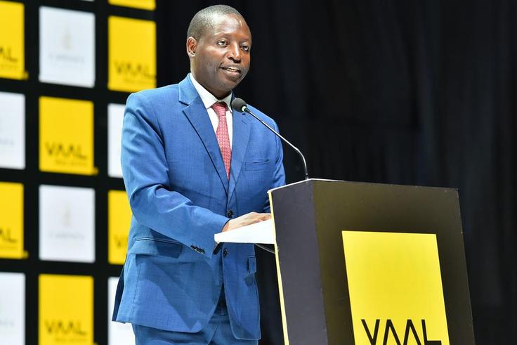 Minister David Bahati speaking at the Vaal launch in Kampala