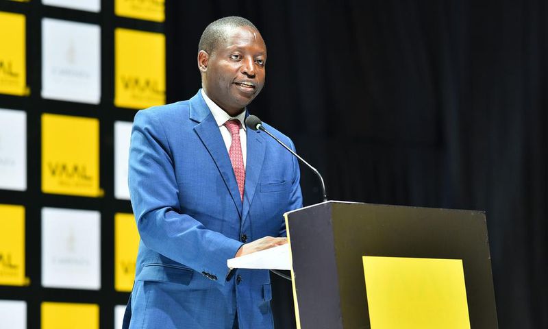Minister David Bahati speaking at the Vaal launch in Kampala