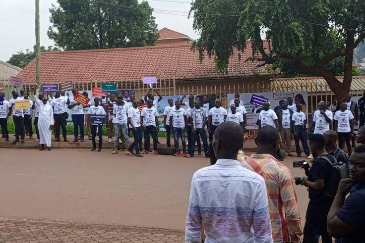 Protesters who came with Hamis Kiggundu to the Supreme Court